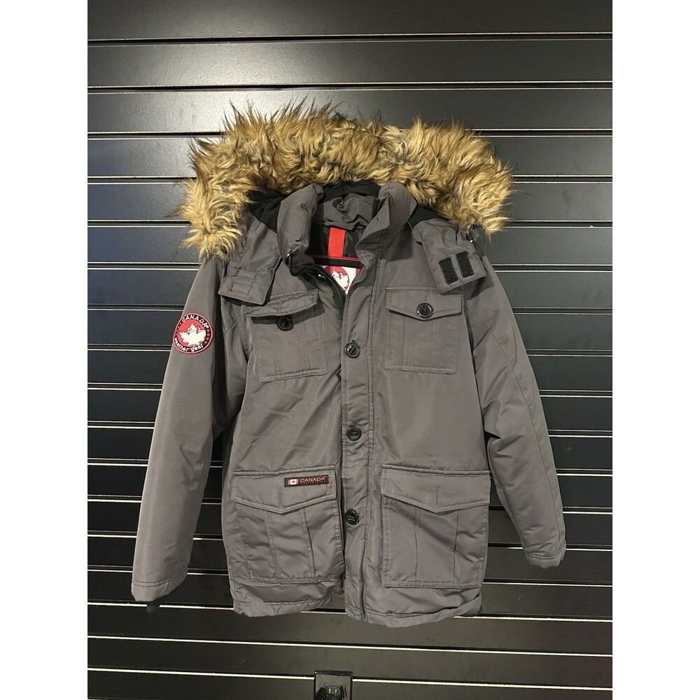 Canada Weather Gear Boys Full-Zip Winter Parka Jacket Size Large 14/16 Grey